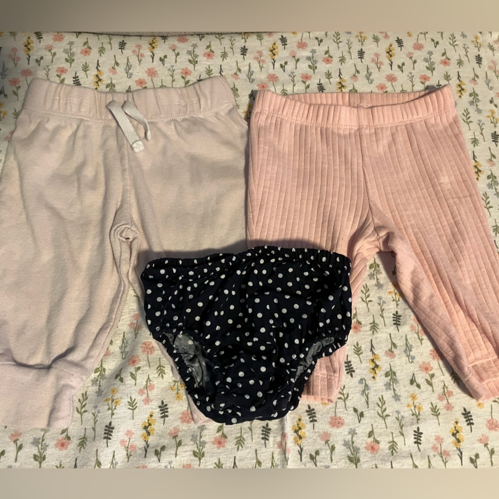 💖 3 piece 💖 Pink and Navy Baby baby bottoms Set 3 months